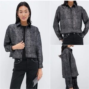 Tuckernuck Jasper Cropped Shirt / Jacket, Black Metallic